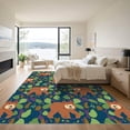 thumbnail image 3 of ODIKA 4'x6' Machine Washable Non-Slip Area Rug, Wildlife Adventure with Bear and Deer in Leafy Surroundings High Traffic Rug with Pad, Blue, 916251, 3 of 8