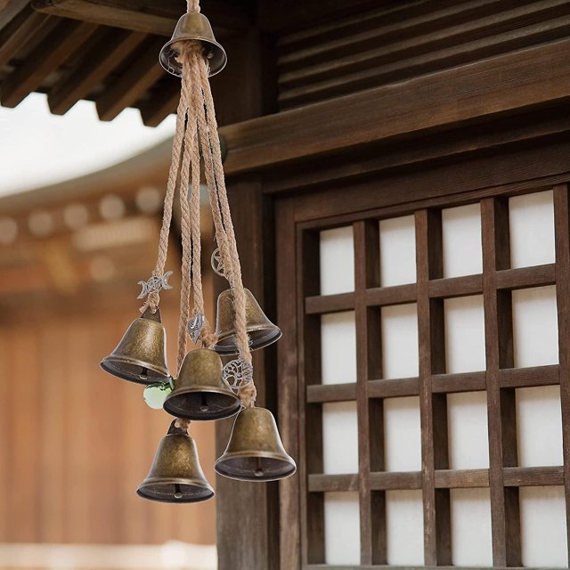 Campanas de brujas, encanto de protección de puerta, energías negativas claras mágicas, atrae positivo, campanillas de viento boho Adornos colgantes para porche, jardín, ventana, metal O