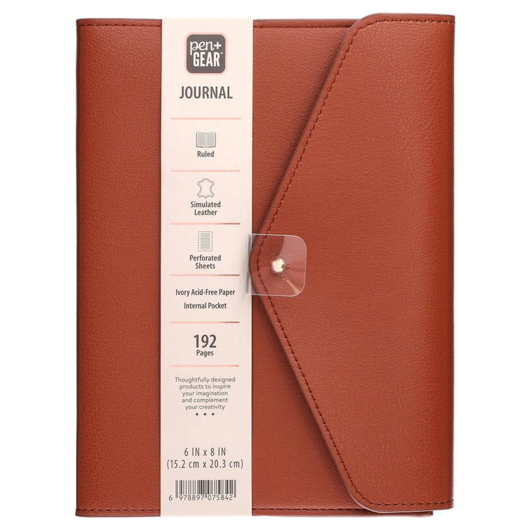 Pen+Gear Simulated Leather Journal, Cognac Brown, 192 Pages photo 4