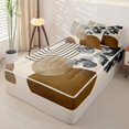 thumbnail image 2 of jejeloiu Moody Abstract Zipper Twin Comforter Sets with Fitted Sheet and 2 Pillowcases For Men Women,Monochrome Print Zipper Bedding Set,Brown Beige,Reversible,4-Piece, 2 of 7