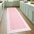thumbnail image 4 of Garvee 2x8ft Modern Bordered Runner Rugs Washable Rug, Solid Rug Ultra Soft Rugs with Non Slip Backing, Low Pile Throw Rugs Carpet for Hallway Entryway Laundry Room Bedroom, Pink, 4 of 7