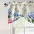 thumbnail image 4 of Blue Hydrangea Tie Up Valance Curtains for Windows, Kitchen Curtains Window Treatments, Pink Flowers Spring Botanical Country Plants Short Window Shades Valances for Bedroom Bathroom Cafe 42"x12", 4 of 8