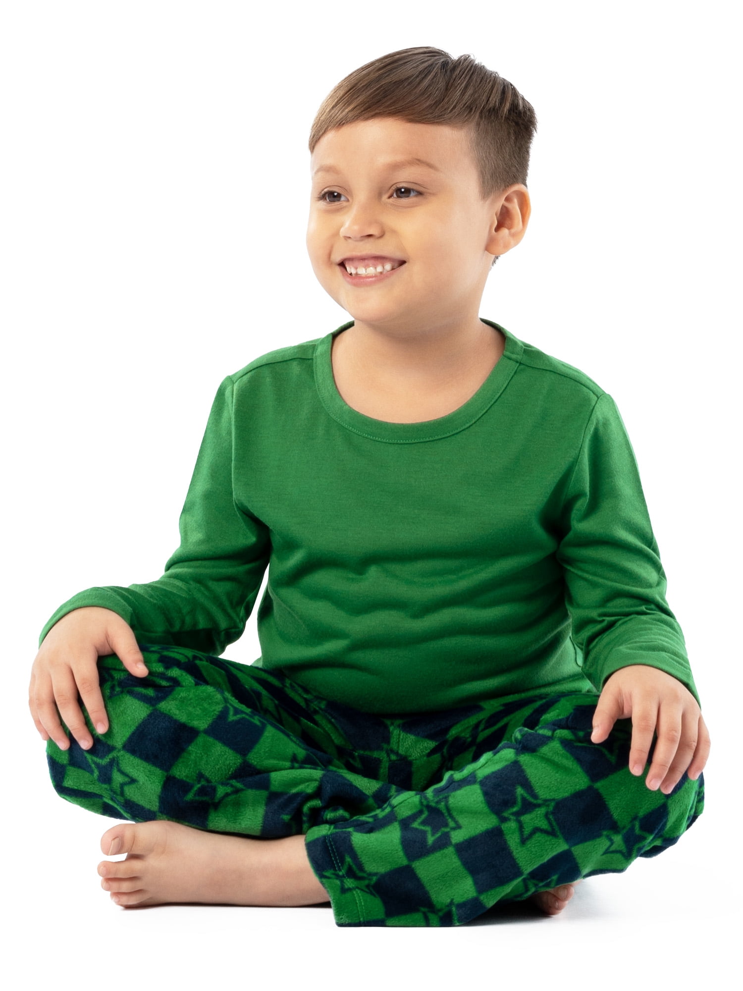 Fruit of the Loom Boy's Long Sleeve Fleece Pajama Set, 2-Piece, Sizes 4-16