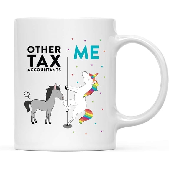 CTDream Funny Quirky 11oz. Ceramic Coffee Tea Mug Thank You Gift, Other Tax Accountants Me, Horse Unicorn, 1-Pack