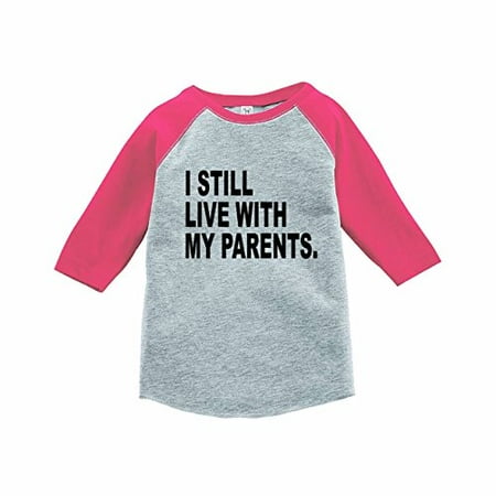 

7 ate 9 Apparel Funny Kids I Live with My Parents Baseball Tee Pink