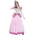 thumbnail image 1 of Women"s Super Mario Peach Cosplay Costume Pink Princess Dress + Gloves + Headdress Outfits Set Carnival Party, 1 of 2
