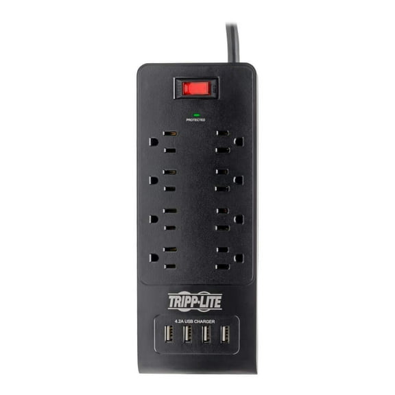 TRIPP LITE TLP864USBB 6.0 Feet 8 Outlets 1800 Joules Surge Protector - Black