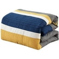 thumbnail image 5 of Chezmoi Collection 7-Piece Navy/Gray/Yellow/White Modern Stripe Zigzag Embroidery Comforter Set, California King, 5 of 7