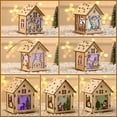 thumbnail image 2 of Paquete de 2 cabañas de troncos iluminadas navideñas con luces LED brillantes multicolores para árbol de Navidad, ventana, decoración de habitación de niños (grande), 2 of 5