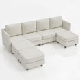 thumbnail image 2 of FIONA’S MAGIC Modular Sectional Couch, 7 Seats L Shaped Couch with Storage, Modern Chenille Sofa Set with USB Charging Ports, Comfy Couches with Chaise for Living Room, Office, Beige, 2 of 8