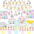 thumbnail image 2 of Decoraciones de fiesta de helado rosa, vajilla desechable, platos, pancarta de Baby Shower, banderas, decoración de fiesta de feliz cumpleaños para niños, 2 of 4