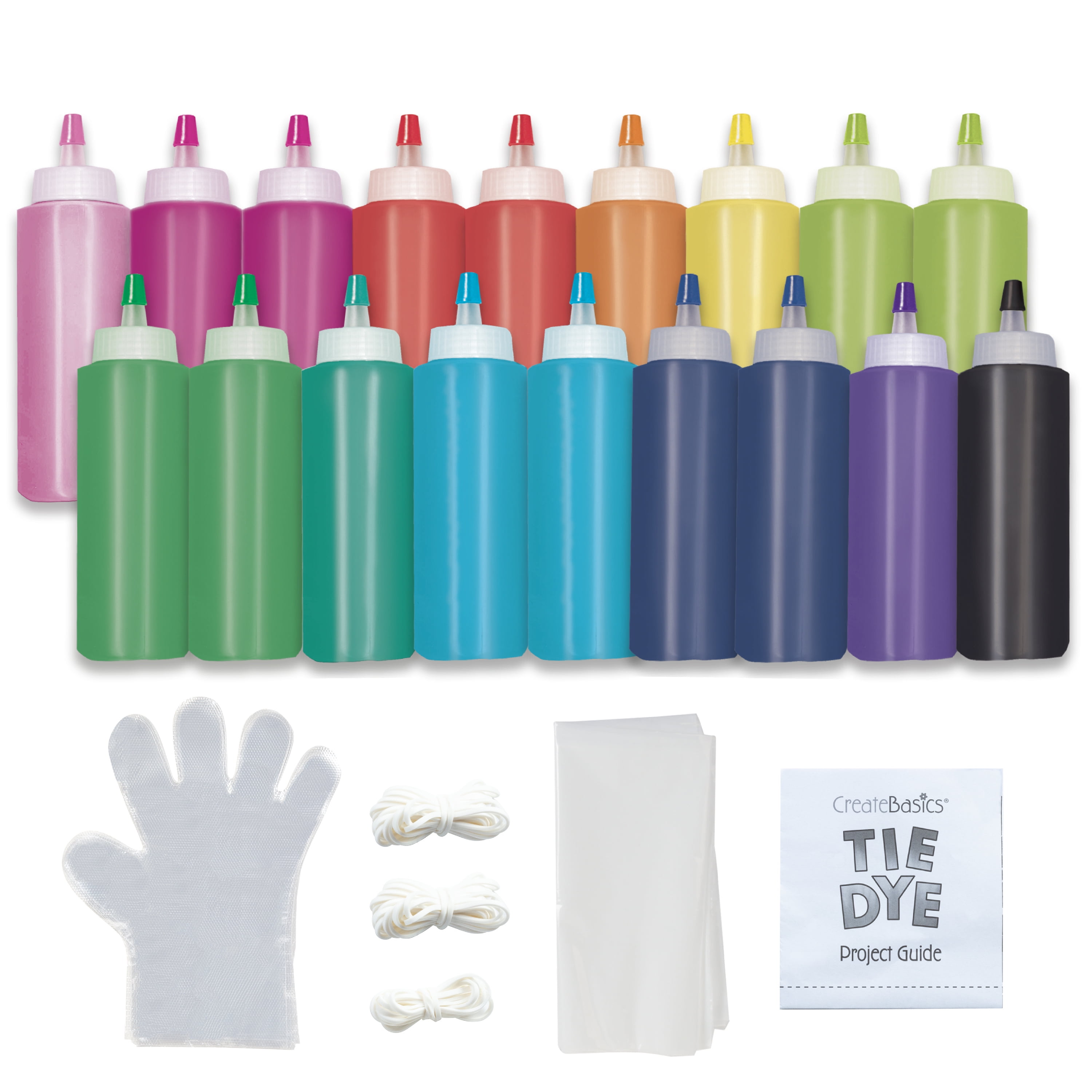 Create Basics Tie Dye Party Tub with 18 Pre-Filled Bottles, Dye Refill Packs and Accessories