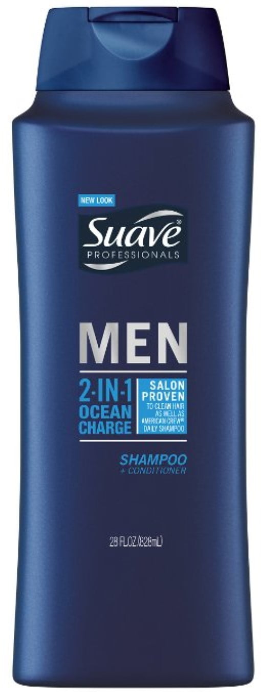 Suave Men 2 In 1 Shampoo + Conditioner, Ocean Charge 28 oz (Pack of 6