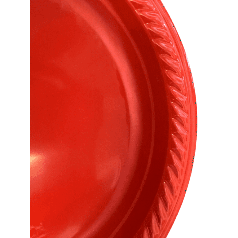 Nicole Fantani's Ideal Dining 10 Disposable Red Plastic plates Good to use  in Microwave, Bulk Stock for Restaurant, Hotel, Deli & Elegant Parties 