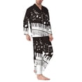 thumbnail image 2 of Susaid Piano Keys With Musical Notes Print Men's Long Sleeve Pajama Set, Two-Piece Button-Down Loungewear PJs Set, Comfortable Sleepwear for Relaxation-Medium, 2 of 7