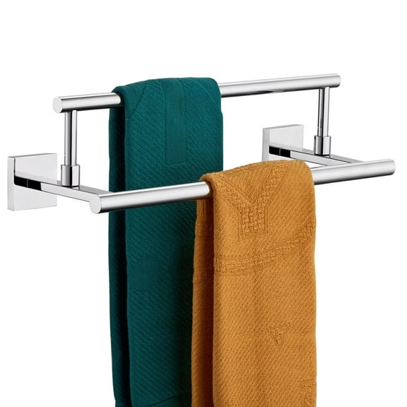 KOKOSIRI Towel Bars Chrome 16-Inch Bathroom Double Towel Holder for Garage Kitchen Toilet Wall Mount Polished Stainless Steel B5009CH-L16