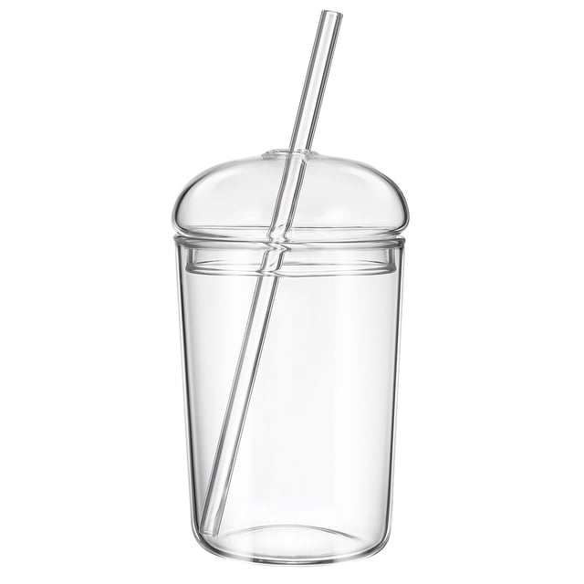 Vaso de vidrio con pajita, vaso de vidrio de gran capacidad, vaso transparente para bebidas domésticas, vaso para beber para el hogar, la oficina y el bar.