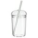 thumbnail image 1 of GOOHOCHY Vaso de vidrio transparente con pajita: Vaso de 450 ml con tapa y pajita para bebidas, jugos y refrescos. Ideal para el hogar, la oficina y el bar., 1 of 8