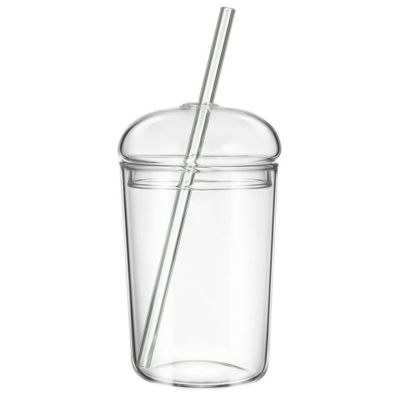 BRIGHTFUFU Vaso de vidrio con pajita, vaso de vidrio de gran capacidad, vaso transparente para bebidas domésticas, vaso para beber para el hogar, la oficina y el bar.
