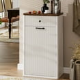 thumbnail image 2 of Spurgehom 13 Gallons Tilt Out Trash Can Cabinet Freestanding Kitchen Trash Can Modern Hidden Garbage Recycling Cabinets with Hideaway Drawer Pet Proof Trash Can Holder for Kitchen, White, 2 of 7