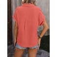 thumbnail image 4 of 2024 New Summer Women's Loose Short-sleeved Pocket Casual Wrinkled Shirt, 4 of 6