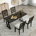 thumbnail image 2 of HighSound  5-Piece 62*35.2inch Extendable Rubber Wood Dining Table Set with X-shape Legs,Console Table with Two 8.8Inch-Wide Flip Lids and Upholstered Dining Chairs ,Dark Walnut, 2 of 6