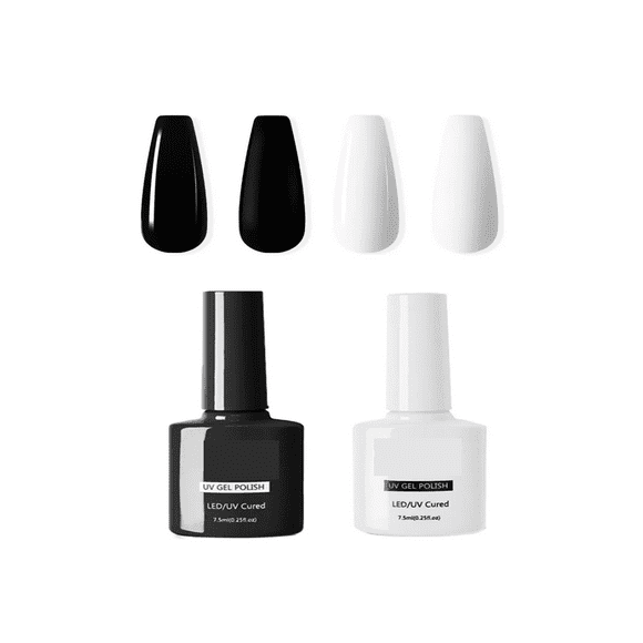 Kit Gel Esmalte Semipermanente Blanco Y Negro 7.5ml