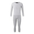 thumbnail image 4 of Mens Pajama Sets Autumn And Winter Thermal Underwear solid color Round Neck Long Sleeve tops with Pants Casual Thickened Two Piece Set Sleepwear Daily-Wear,Gray,M, 4 of 5