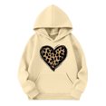 thumbnail image 2 of Bnwani Kids Hoodie Sweatshirt Crew Neck Long Sleeve Casual Heart Print Pocket Beige Size 3-4t, 2 of 4