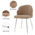 thumbnail image 4 of Teddy Fleece Dressing Chair, Modern Dining Chair with Silver Metal Legs, Armchair Upholstered Dining Chairs, Accent Desk Chair for Dining Room, Kitchen, Vanity, Living Room(Brown,Set of 2), 4 of 10