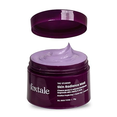 Foxtale De-Tan Face Mask for Glowing Skin| Clay Mask with Lactic Acid for Tan Removal, Reduction in Blackheads, Instant Brightening| New-Age Ubtan Face Pack for All Skin Types | Men & Women- 75g