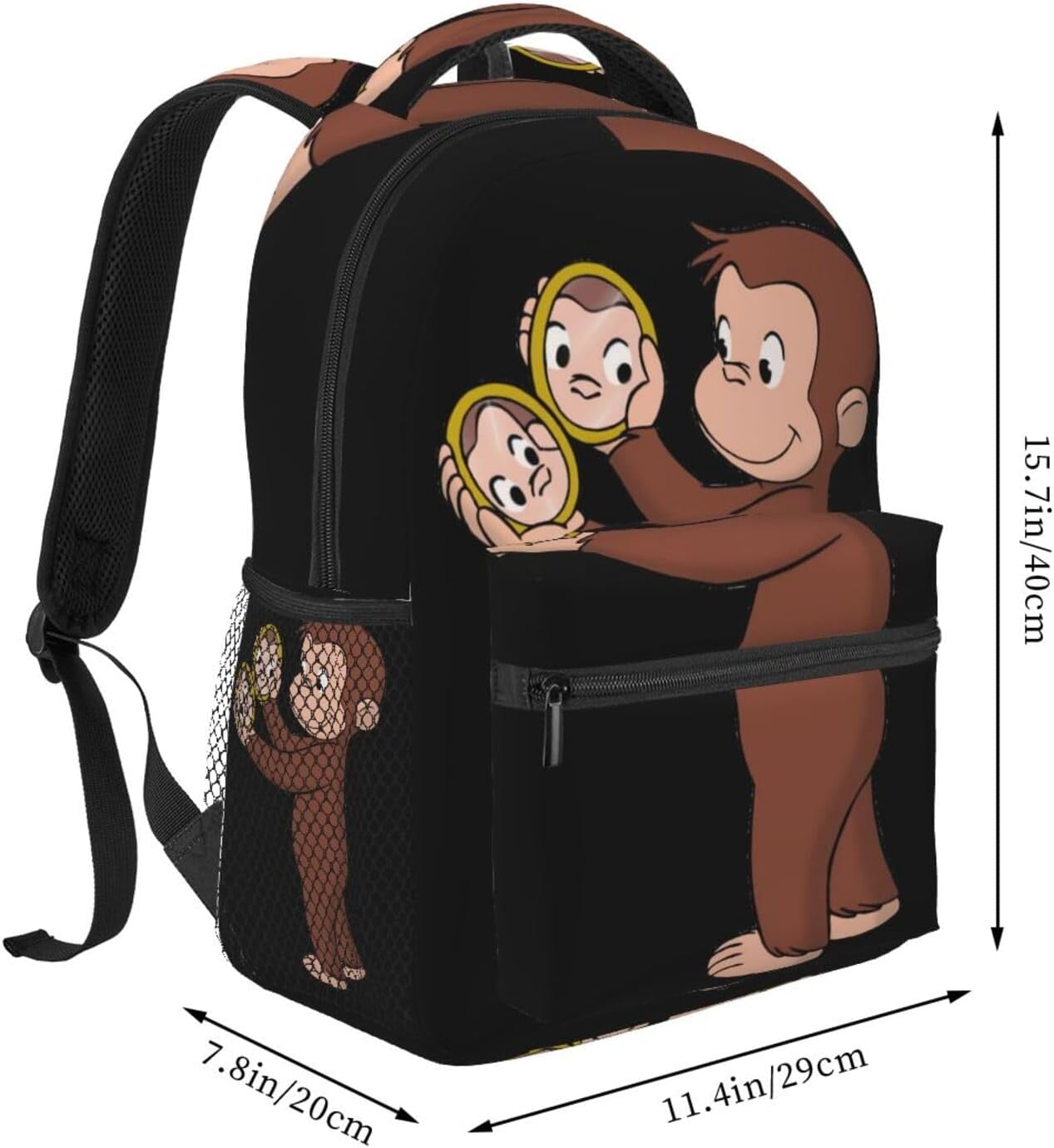 Curious George Laptop Bag Cartoon Backpack Casual Travel Backpacks Daypack For Men Women