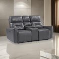 thumbnail image 6 of Benjara Well 73 Inch Power Double Recliner Loveseat, Dark Gray Faux Leather, Wood-Color:Dark GrayMaterial, 6 of 6