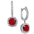 thumbnail image 1 of Harry Chad Entreprises 64535 Coussin Rubis Diamant 5 CT Boucles d'Oreilles d'Angle&44; 14K Or Blanc, 1 of 1
