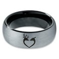 thumbnail image 2 of Tungsten Deer Love Band Ring 8mm Men Women Comfort Fit Black Dome Brushed Gray Polished, 2 of 4