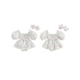 thumbnail image 2 of Suagox Baby Girls Floral Romper Dress Short Puff Sleeve Shirred Jumpsuit with Bow Headband for 0-18 Months Baby, 2 of 10