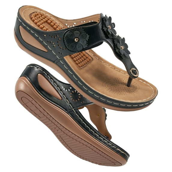 Womens Wedge Sandals Flip-Flops Comfortable Arch Support Massage Particle Platform Shoes