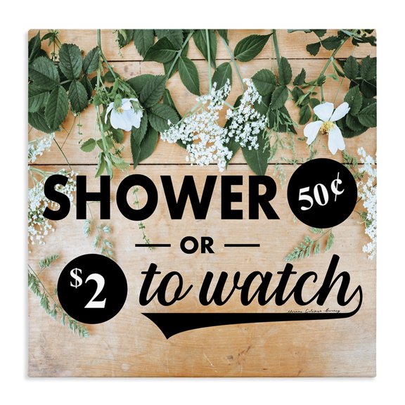 Stupell Industries Farmhouse Shower Fifty Cents or Watch Funny Bathroom Flowers Canvas Art, 17 x 17, by Yvonne Coleman Burney