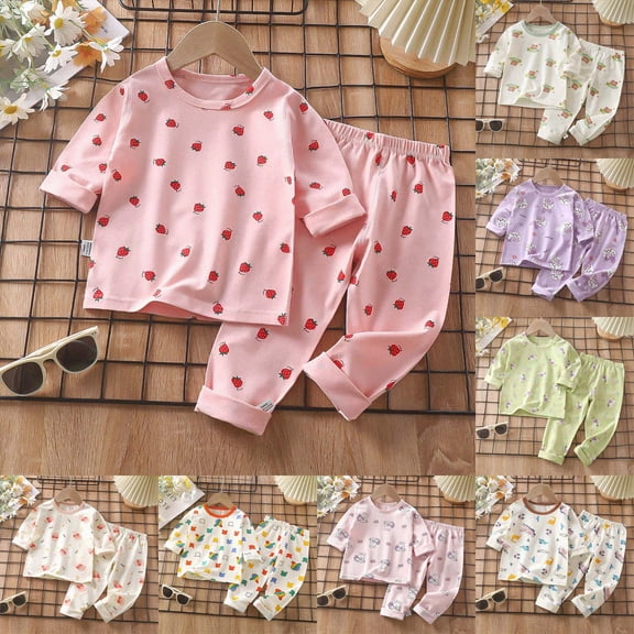 12-18 Months Girls Long Sleeve Pajama Set Toddler Girls Pajamas Sets Sleepwear Clothes Kids Girl Fall Winter Long Sleeve Jammies Outfits,Light Pink