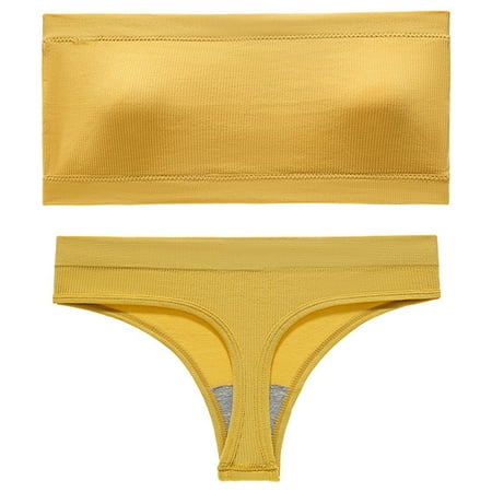 Soft Bra Women No Underwire Bra Feature V-Neck Nursing Bra Style W-1713 Yellow L