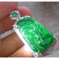 thumbnail image 6 of Icy Green Silver 925 Certified Burma 100% Natural A JADE Jadeite pendant Phoenix Necklace 666337 TN, 6 of 10