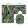 thumbnail image 3 of Teal Gold Marble Pattern Bathroom Rugs Sets 3 Piece,Toilet Cover Set,Absorbent Non Slip Bathroom Mats Sets with U-Shaped Contour Rug Toilet Rug Set, 3 of 5