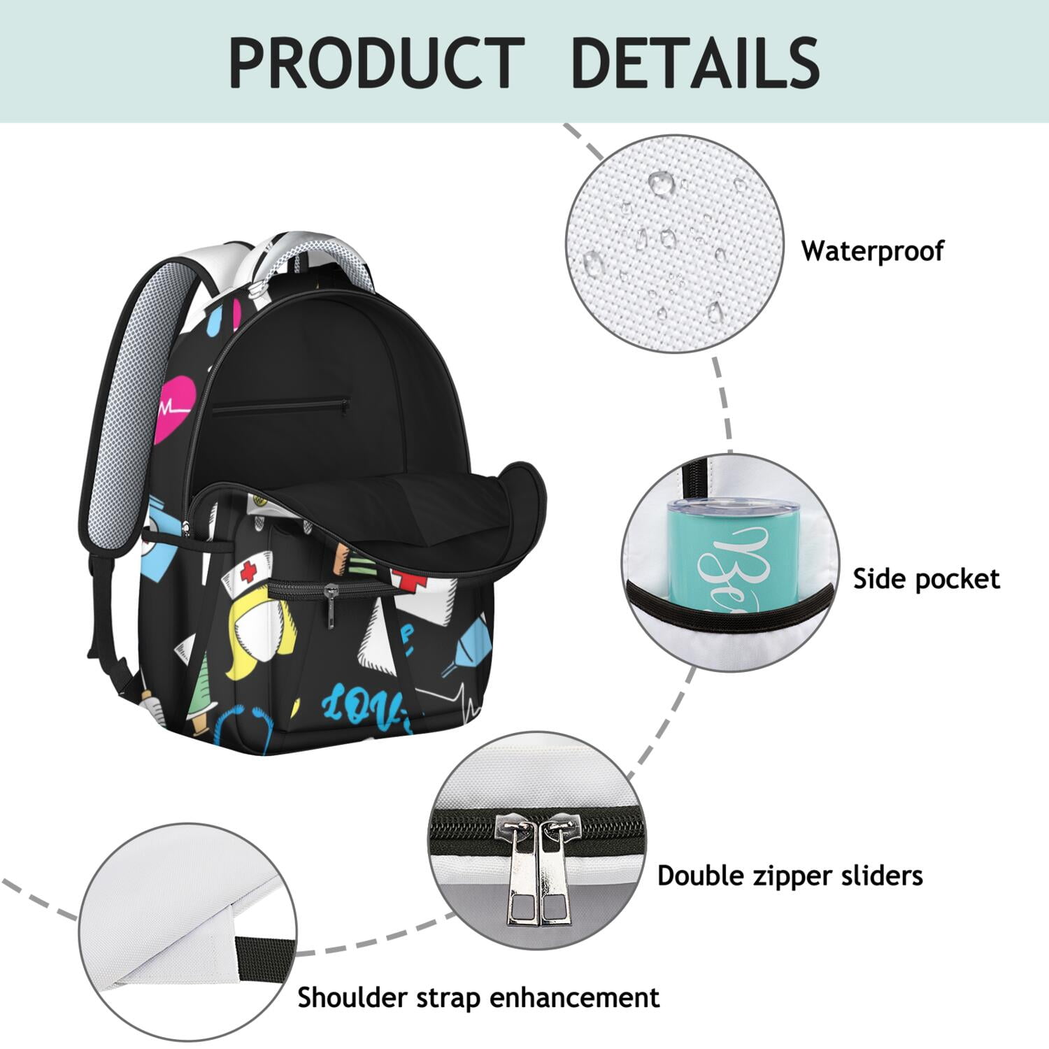 Saving Lives Every Day Backpack - Waterproof & Ergonomic School Bag for Nursing Students, Cute Nurse Aesthetic with Spacious Storage & Spinal Support