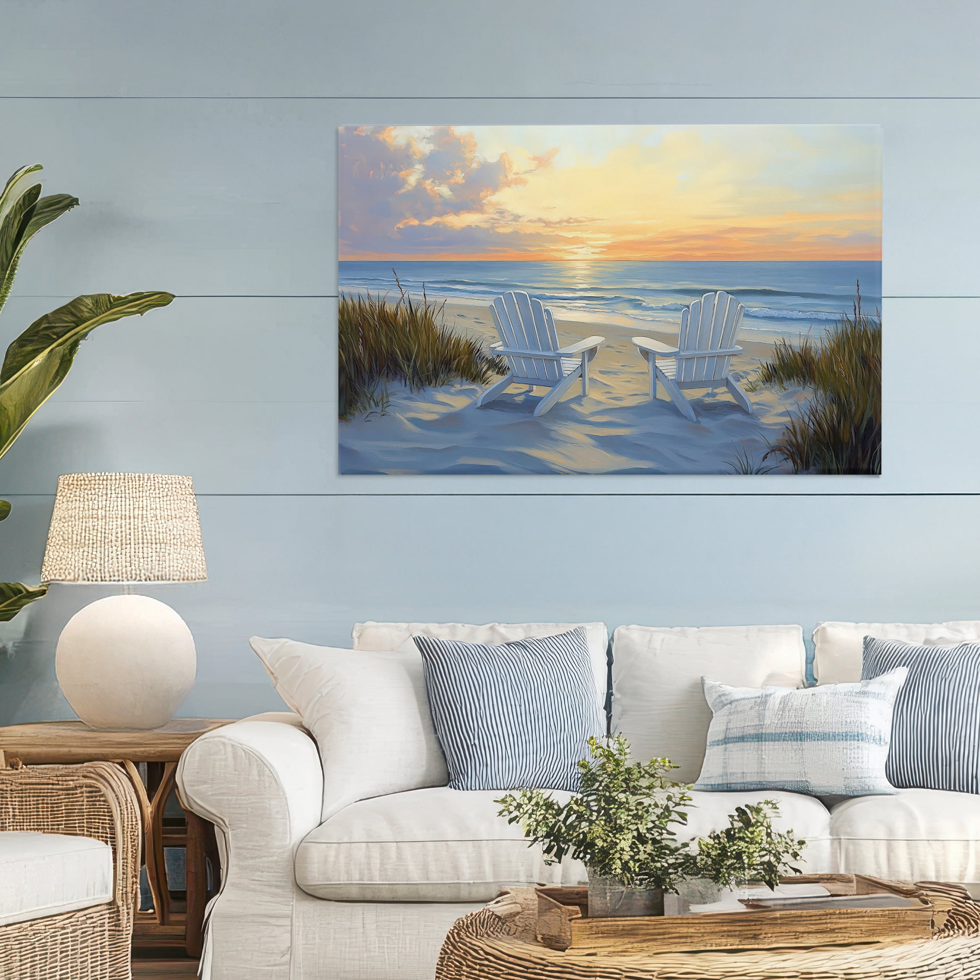 Stupell Industries Calm Beach Sunset Overlook Canvas Wall Art, design by Petal Prints Design