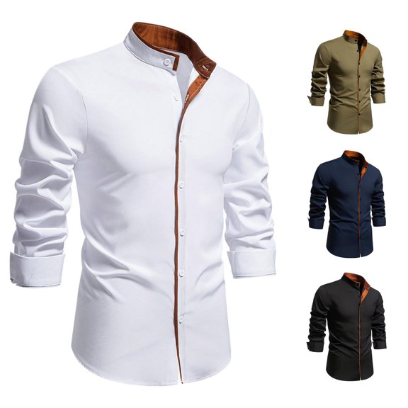 Men Shirts 2 2026 Men's Casual Long Sleeve Shirt for Everyday Comfort and Style White XXL