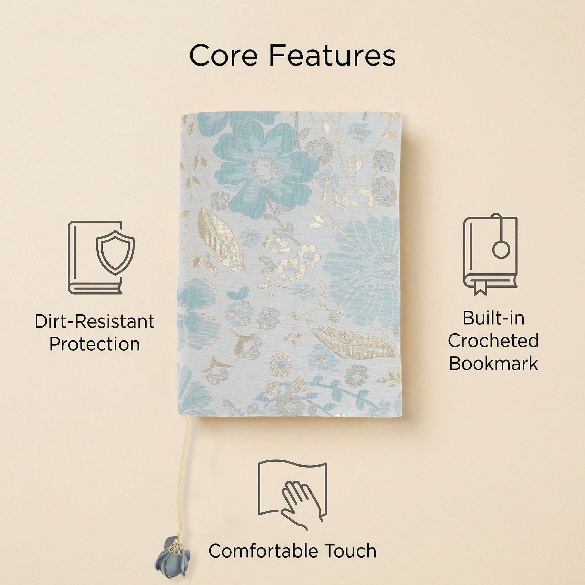 Unique Bargains Adjustable Fabric Book Cover for A5 Size Blue