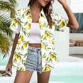thumbnail image 2 of Women's Tops T Shirts Unisex Short Sleeve Button Down Tropical Floral Print Tees, 2 of 5
