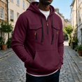 thumbnail image 4 of Mens Pullover Hoodie Fleece Sweatshirt Chest Zip Pockets Kangaroo Pocket Casual Hooded Top, 4 of 8