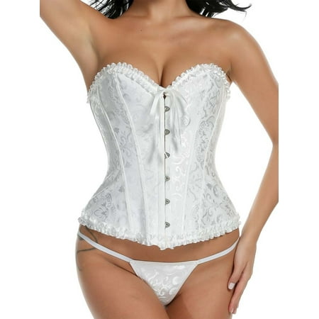 

Sexy Women s Fashion Lace up Overbust Corset Plus Size Waist Training Corsets Bustier Top Corselet with Thong S-6XL