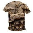 thumbnail image 4 of Zylanna Men's Short Sleeve T-Shirts, Crew Neck Relief Steed Print Lightweight Summer Daily leisure Tops for Men Coffee Size XL, 4 of 6